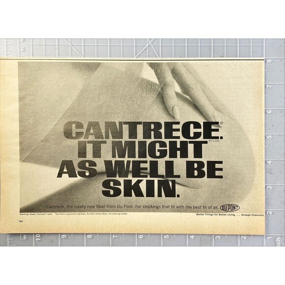 Du Pont Cantrece "the totally new fiber-It might as well be skin" Print Ad 1967 - Picture 2 of 3